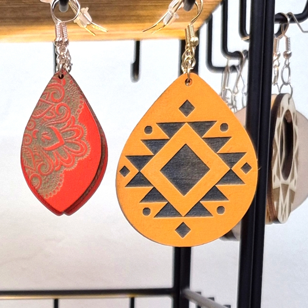 Wood Dangle Earrings